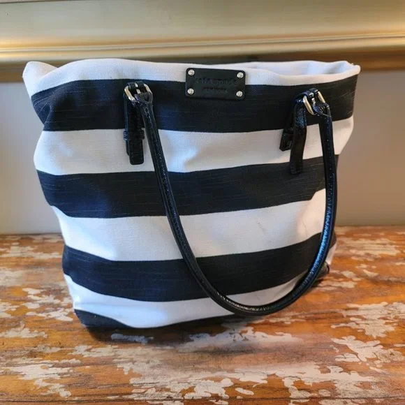 kate spade Bags Kate Spade Black White Striped Tote Bag Poshmark